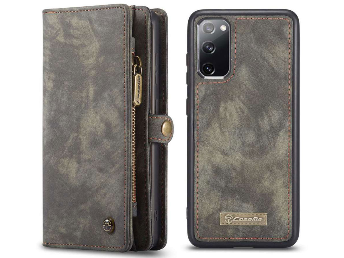 CaseMe 2in1 Wallet Ritsvak Case Zwart - Samsung Galaxy S20 FE Hoesje