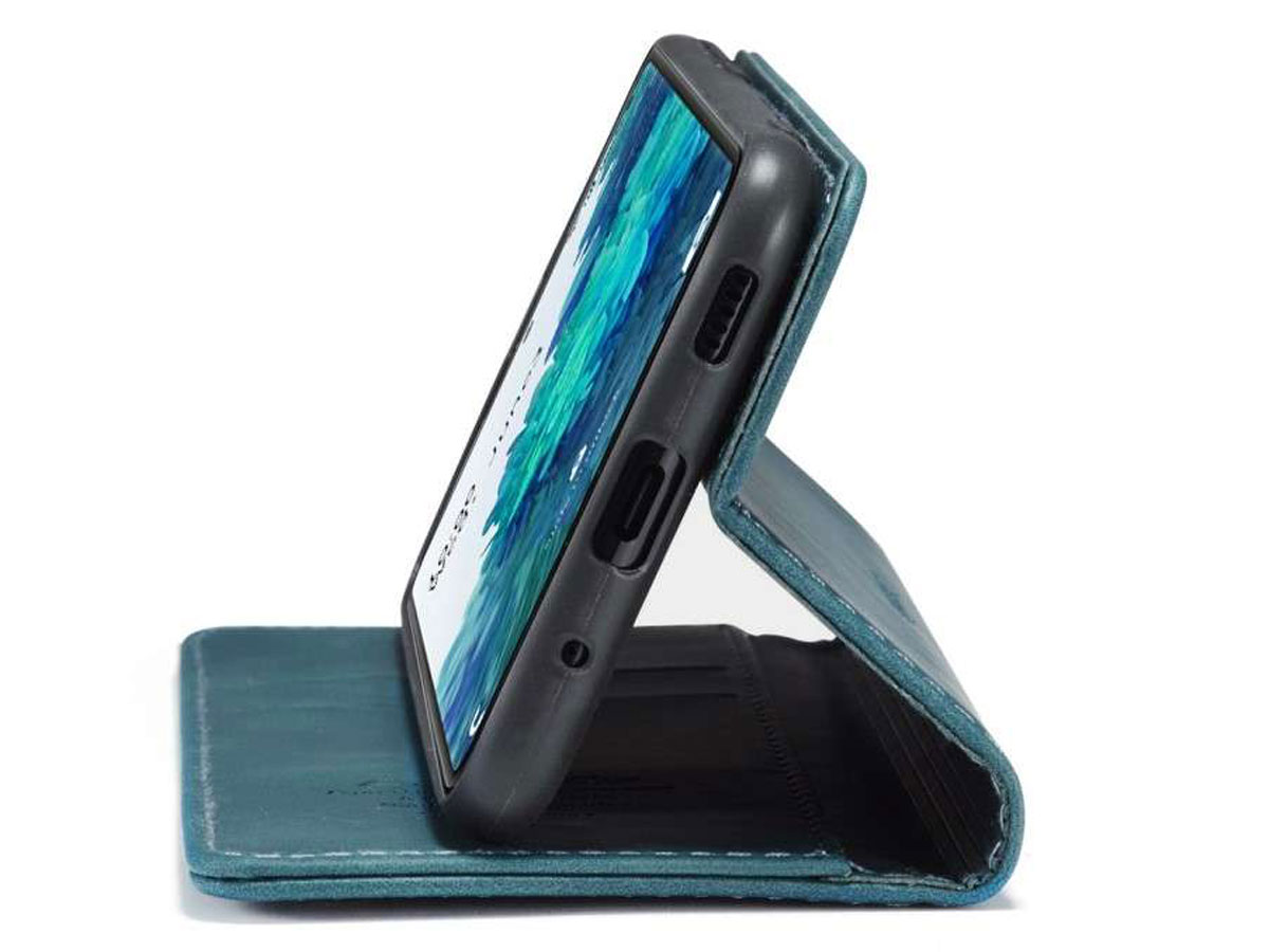 CaseMe Vintage BookCase Blauw - Samsung Galaxy S20 FE hoesje