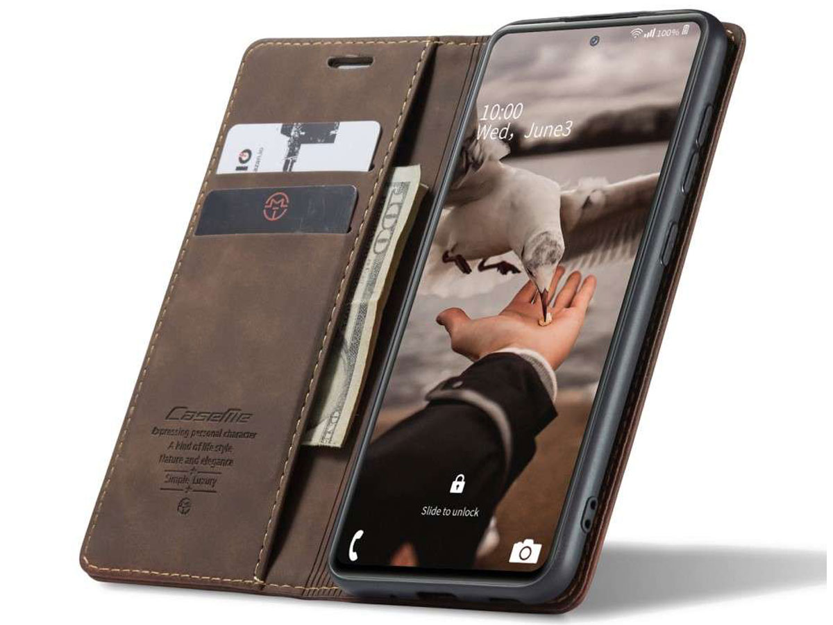 CaseMe Vintage BookCase Bruin - Samsung Galaxy S20 FE hoesje