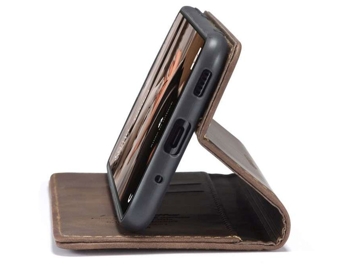 CaseMe Vintage BookCase Bruin - Samsung Galaxy S20 FE hoesje