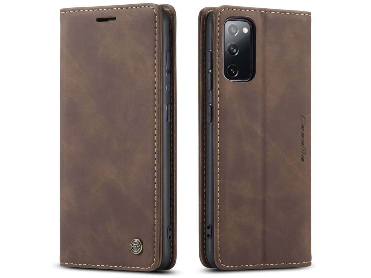 CaseMe Vintage BookCase Bruin - Samsung Galaxy S20 FE hoesje