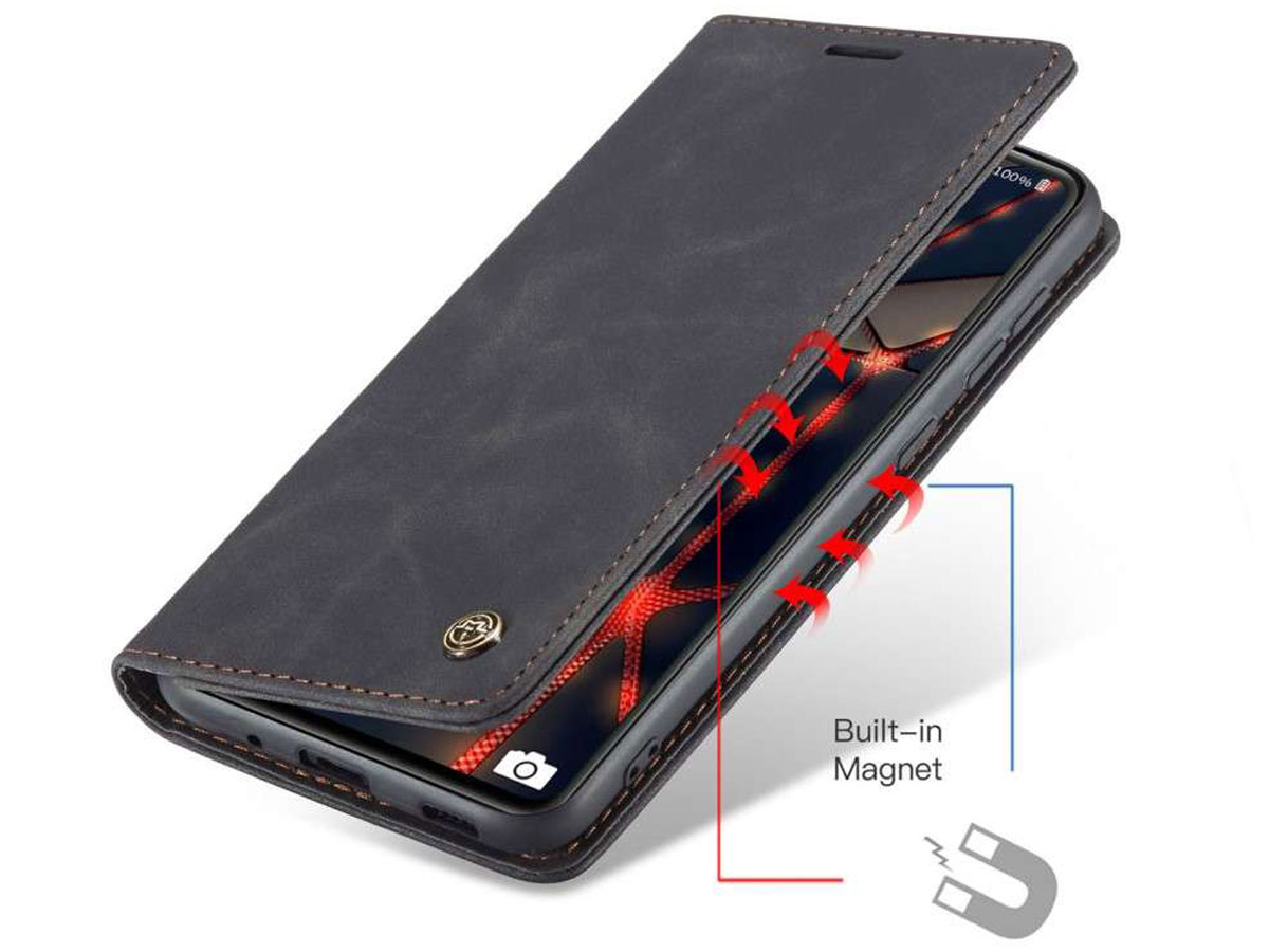 CaseMe Vintage BookCase Zwart - Samsung Galaxy S20 FE hoesje