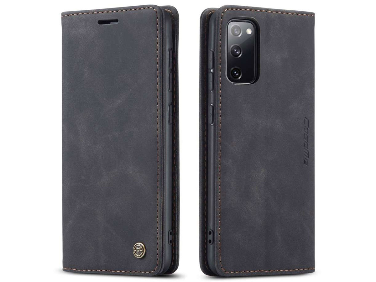 CaseMe Vintage BookCase Zwart - Samsung Galaxy S20 FE hoesje