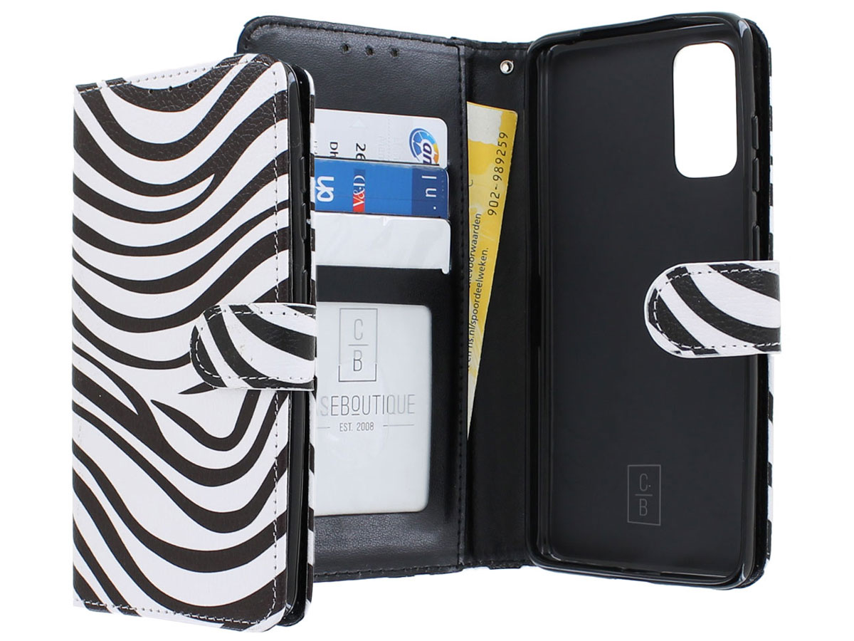 Book Case Mapje Zebra Print - Samsung Galaxy S20 hoesje