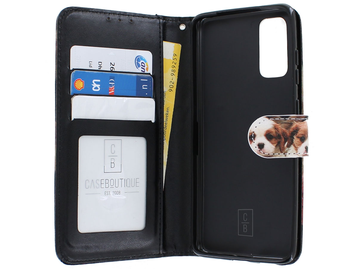 Book Case Mapje Honden Print - Samsung Galaxy S20 hoesje