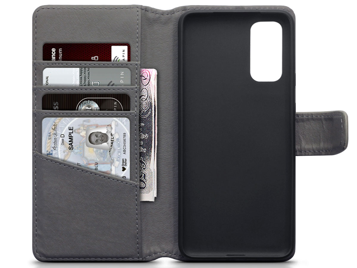 CaseBoutique Wallet Case Leer Grijs - Galaxy S20 hoesje