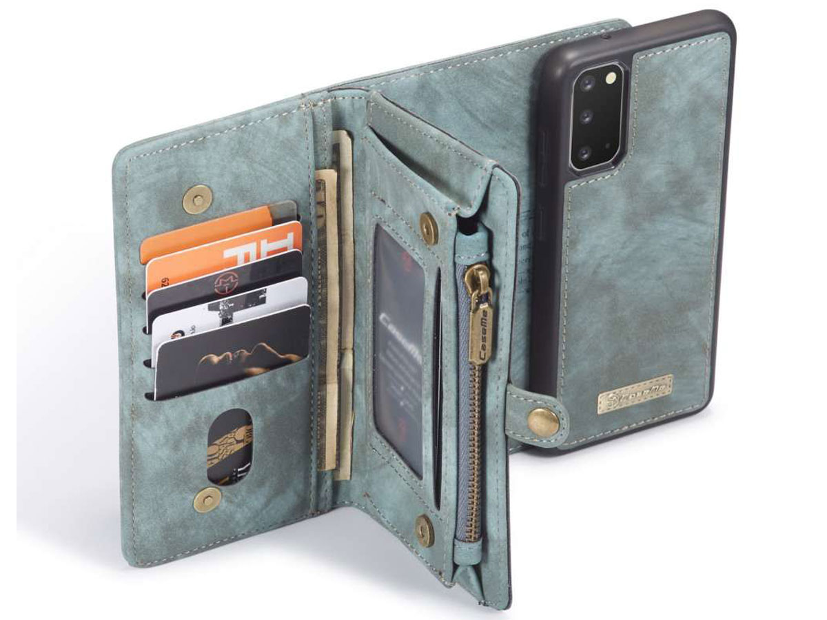 CaseMe 2in1 Wallet Ritsvak Case Blauw - Samsung Galaxy S20 Hoesje