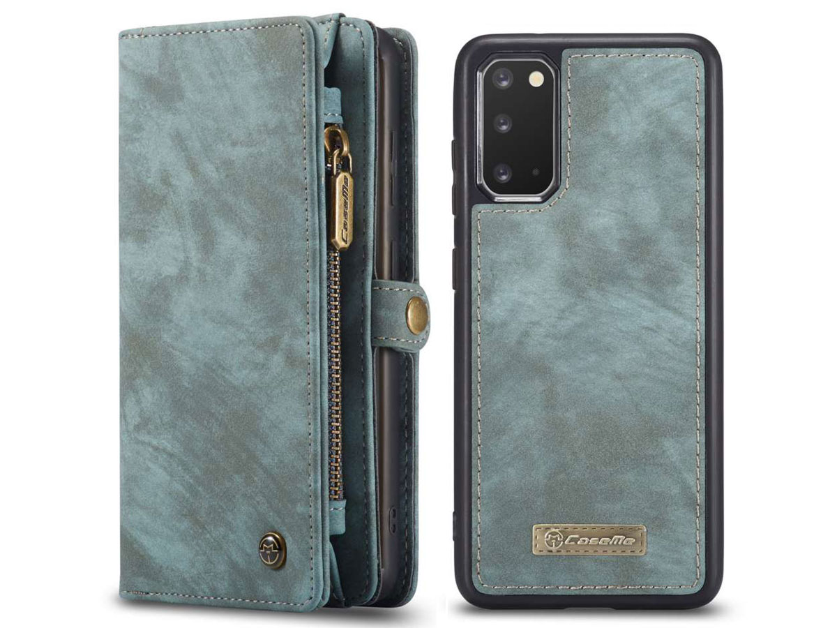 CaseMe 2in1 Wallet Ritsvak Case Blauw - Samsung Galaxy S20 Hoesje