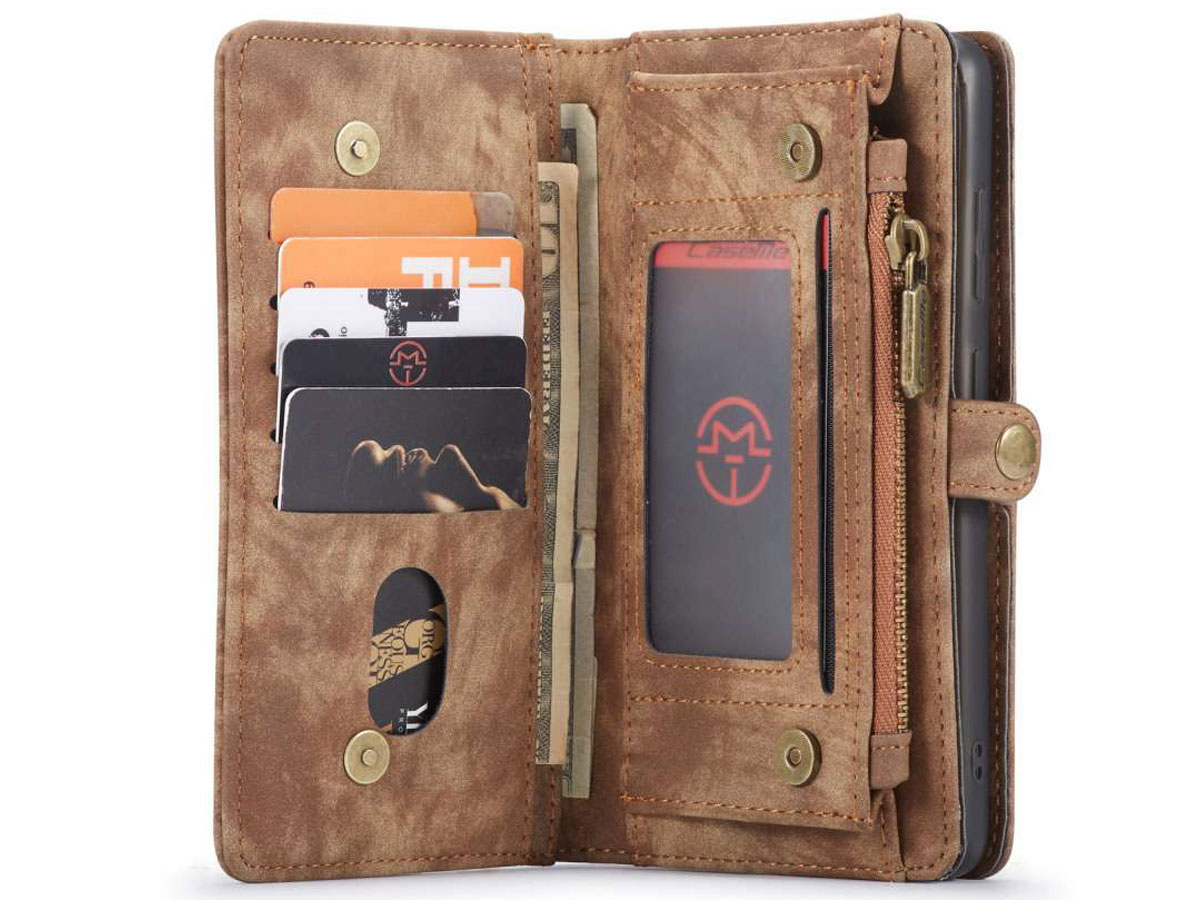 CaseMe 2in1 Wallet Ritsvak Case Bruin - Samsung Galaxy S20 Hoesje