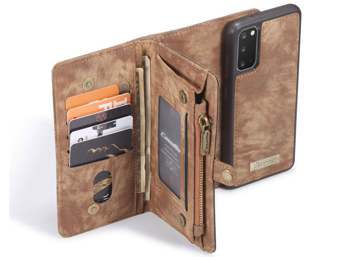 CaseMe 2in1 Wallet Ritsvak Case Bruin - Samsung Galaxy S20 Hoesje