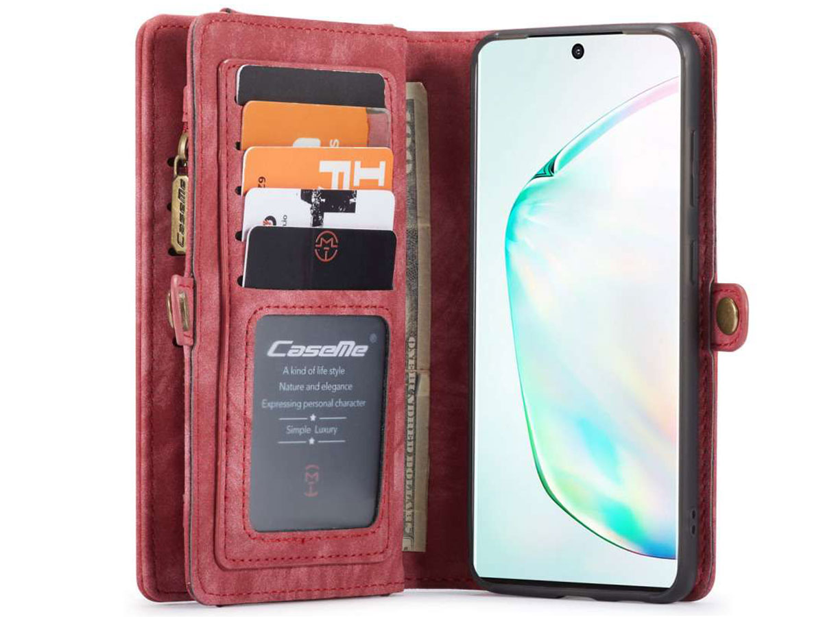 CaseMe 2in1 Wallet Ritsvak Case Rood - Samsung Galaxy S20 Hoesje