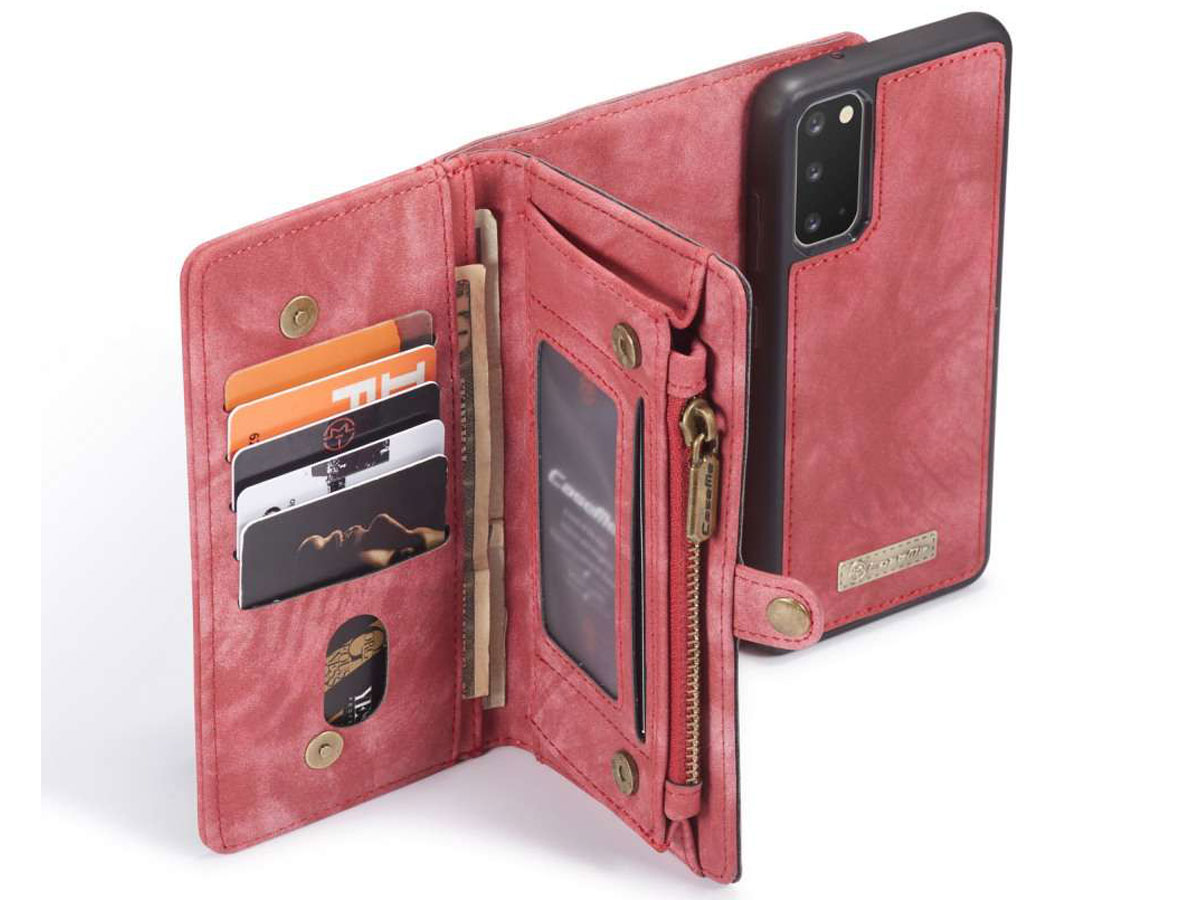 CaseMe 2in1 Wallet Ritsvak Case Rood - Samsung Galaxy S20 Hoesje