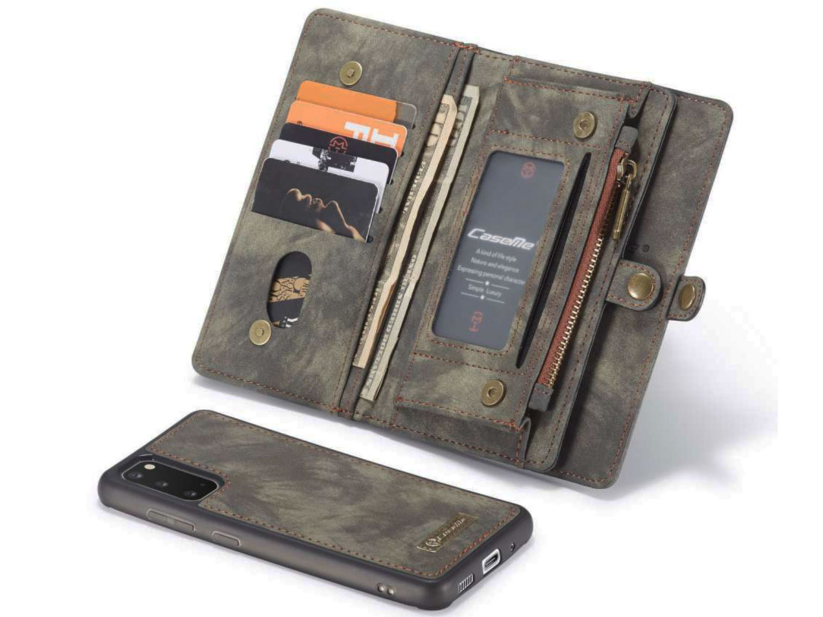 CaseMe 2in1 Wallet Ritsvak Case Zwart - Samsung Galaxy S20 Hoesje