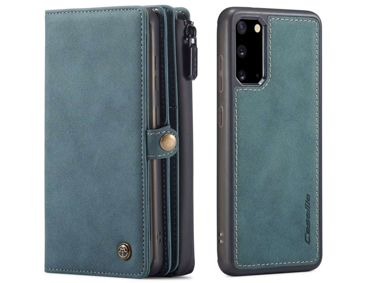 CaseMe Multi Wallet Ritsvak Case Blauw - Samsung Galaxy S20 Hoesje