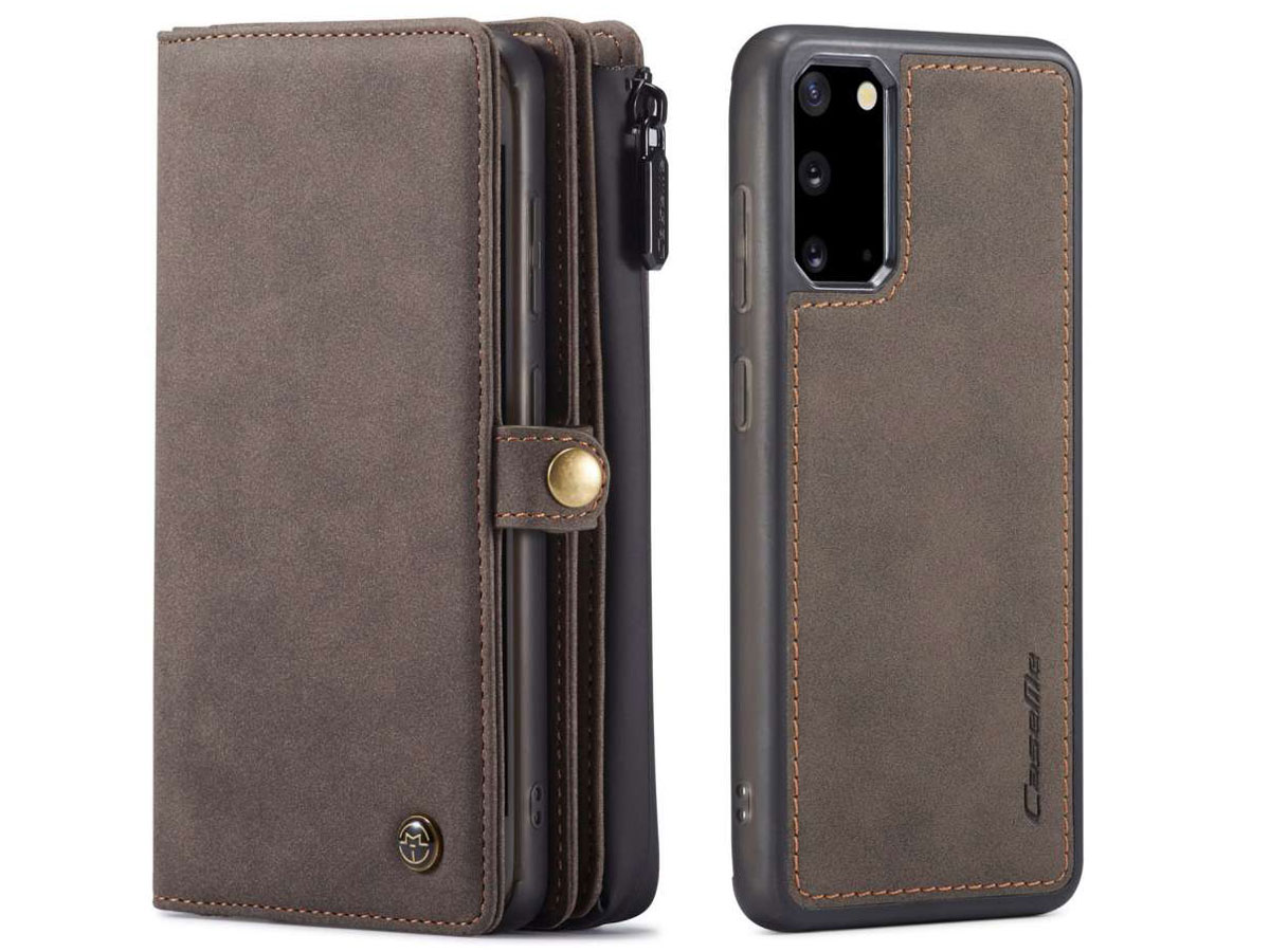 CaseMe Multi Wallet Ritsvak Case Bruin - Samsung Galaxy S20 Hoesje