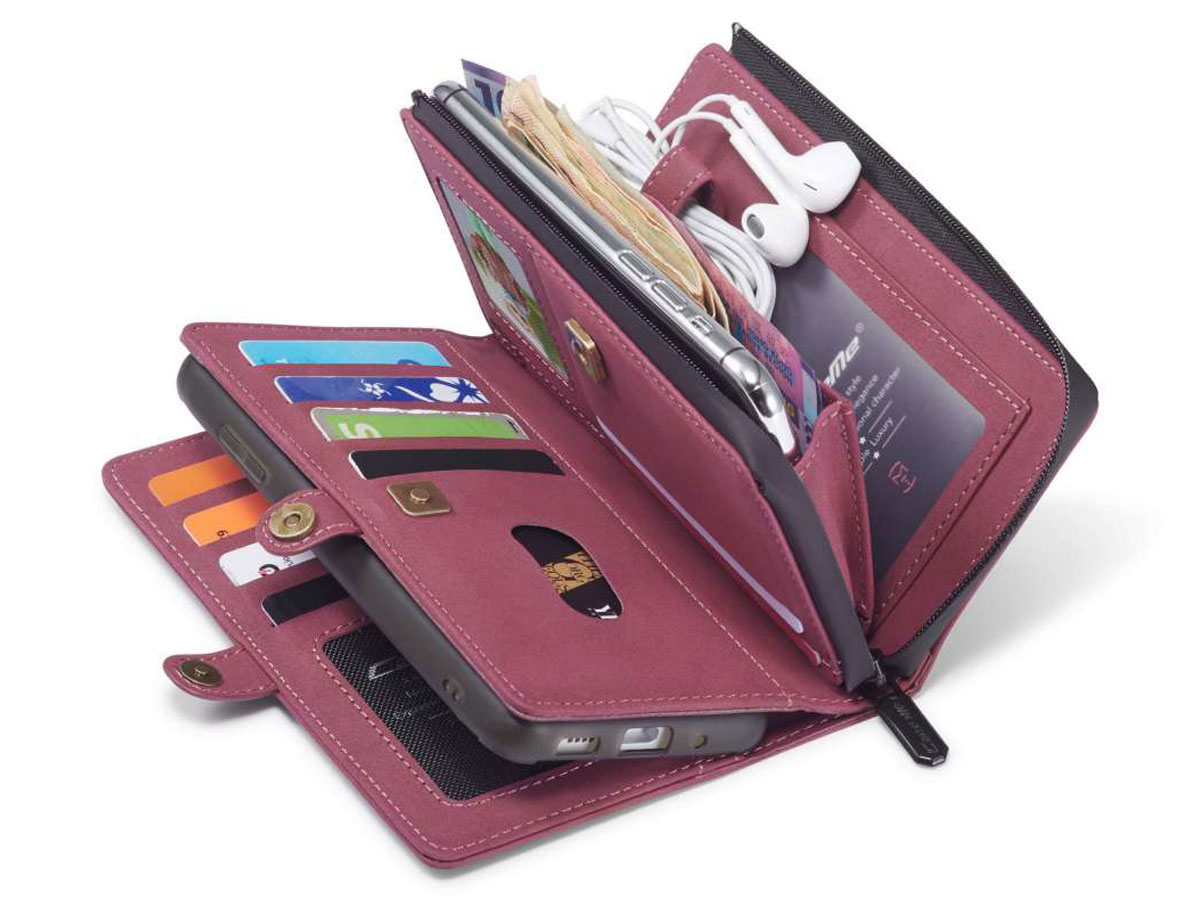 CaseMe Multi Wallet Ritsvak Case Rood - Samsung Galaxy S20 Hoesje