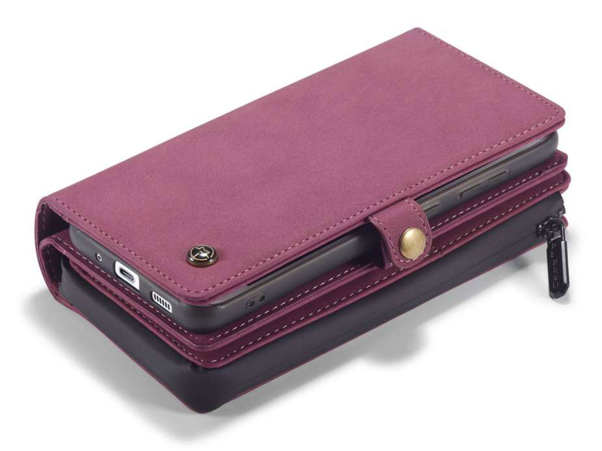 CaseMe Multi Wallet Ritsvak Case Rood - Samsung Galaxy S20 Hoesje