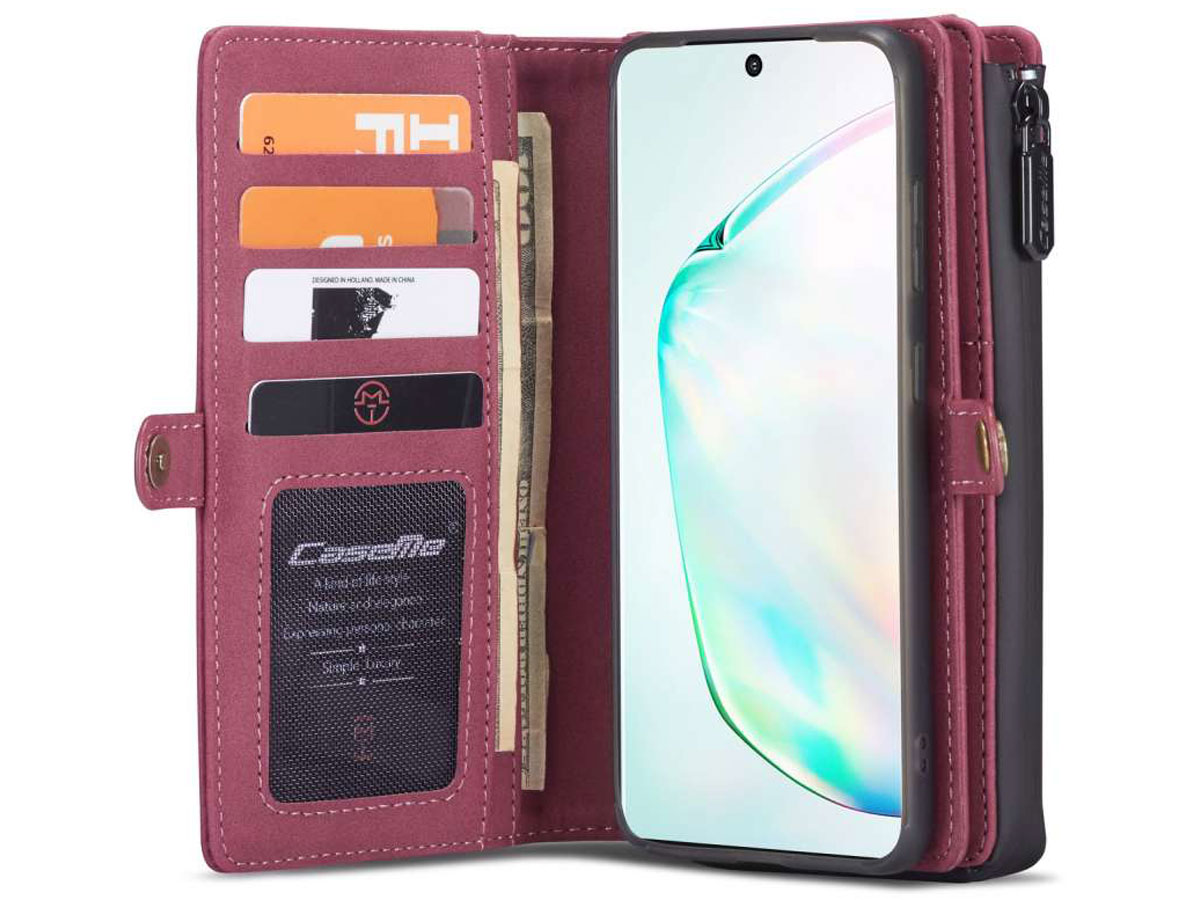 CaseMe Multi Wallet Ritsvak Case Rood - Samsung Galaxy S20 Hoesje
