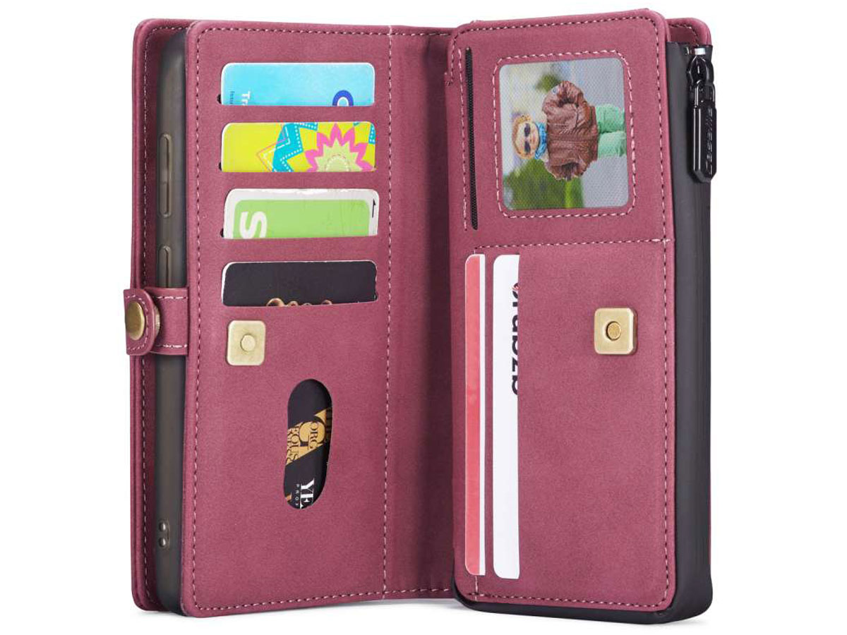 CaseMe Multi Wallet Ritsvak Case Rood - Samsung Galaxy S20 Hoesje