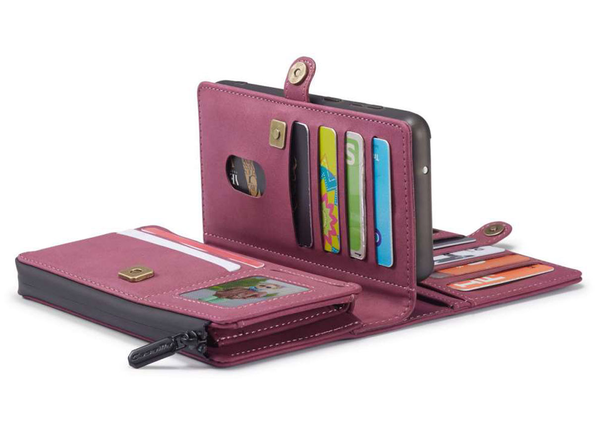 CaseMe Multi Wallet Ritsvak Case Rood - Samsung Galaxy S20 Hoesje