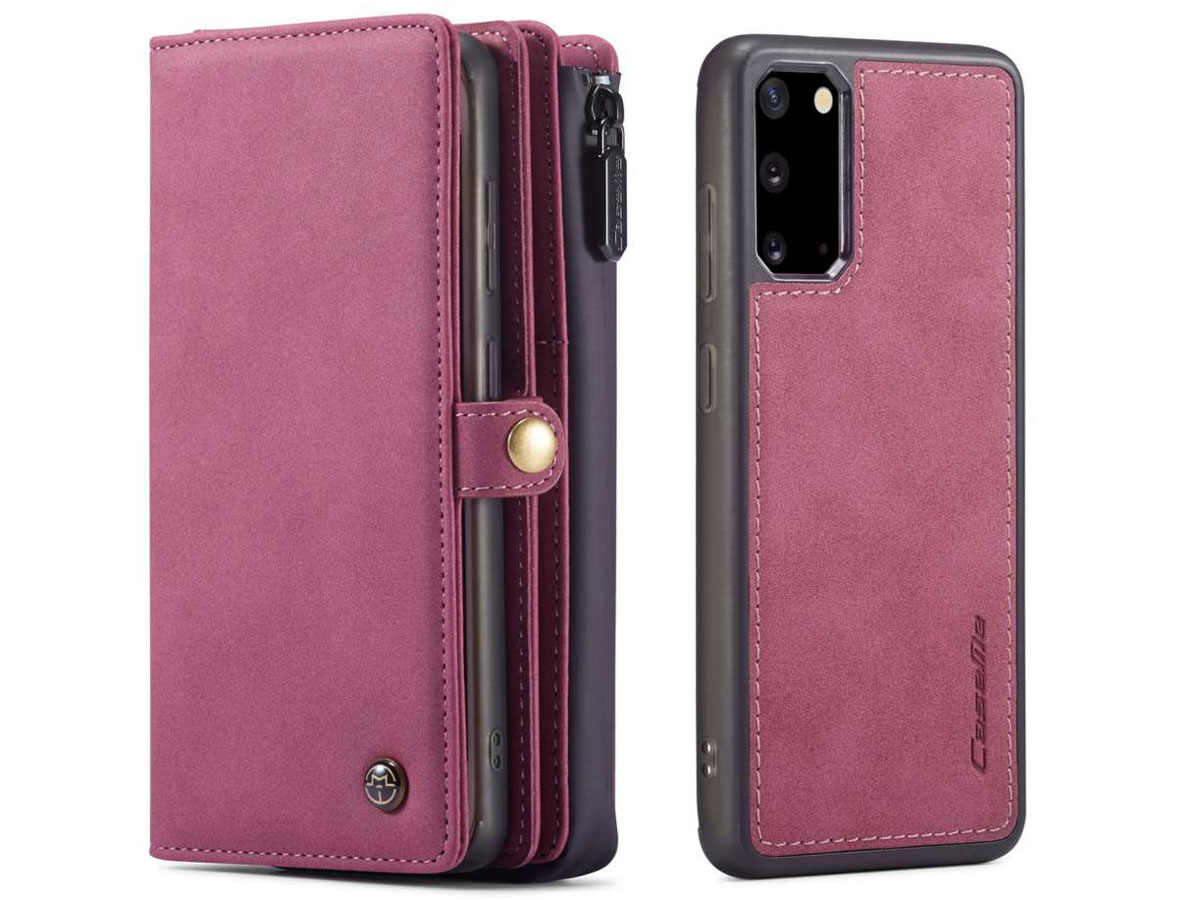 CaseMe Multi Wallet Ritsvak Case Rood - Samsung Galaxy S20 Hoesje