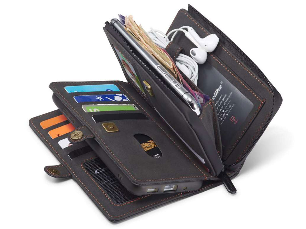 CaseMe Multi Wallet Ritsvak Case Zwart - Samsung Galaxy S20 Hoesje