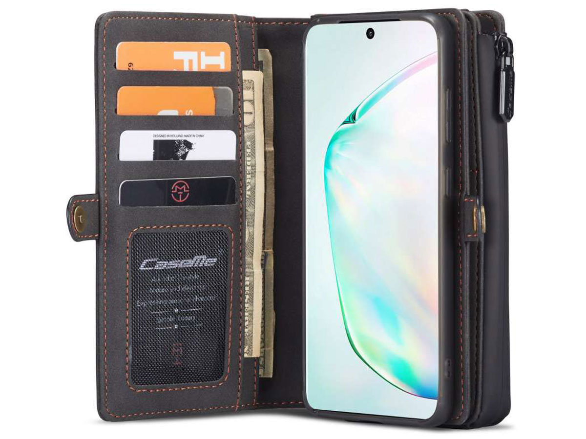 CaseMe Multi Wallet Ritsvak Case Zwart - Samsung Galaxy S20 Hoesje