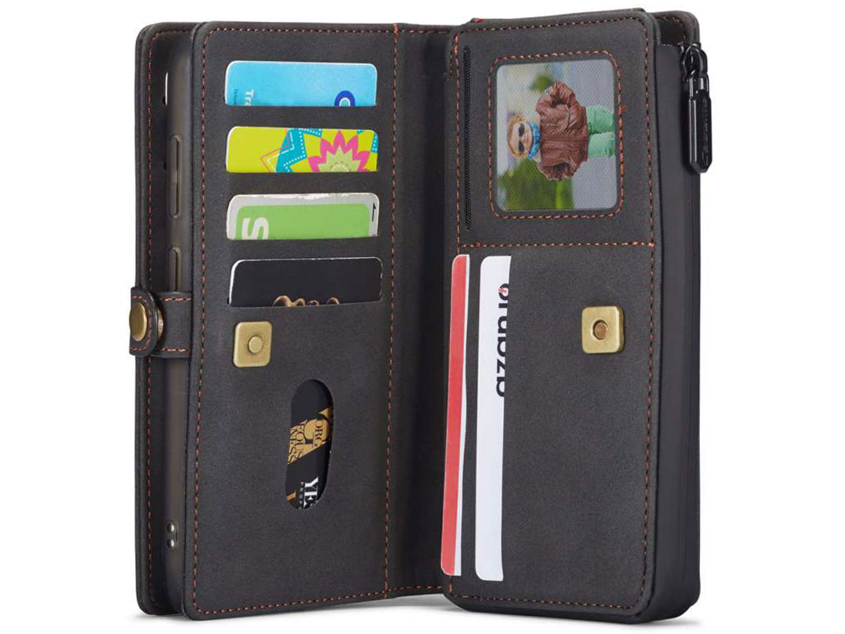 CaseMe Multi Wallet Ritsvak Case Zwart - Samsung Galaxy S20 Hoesje