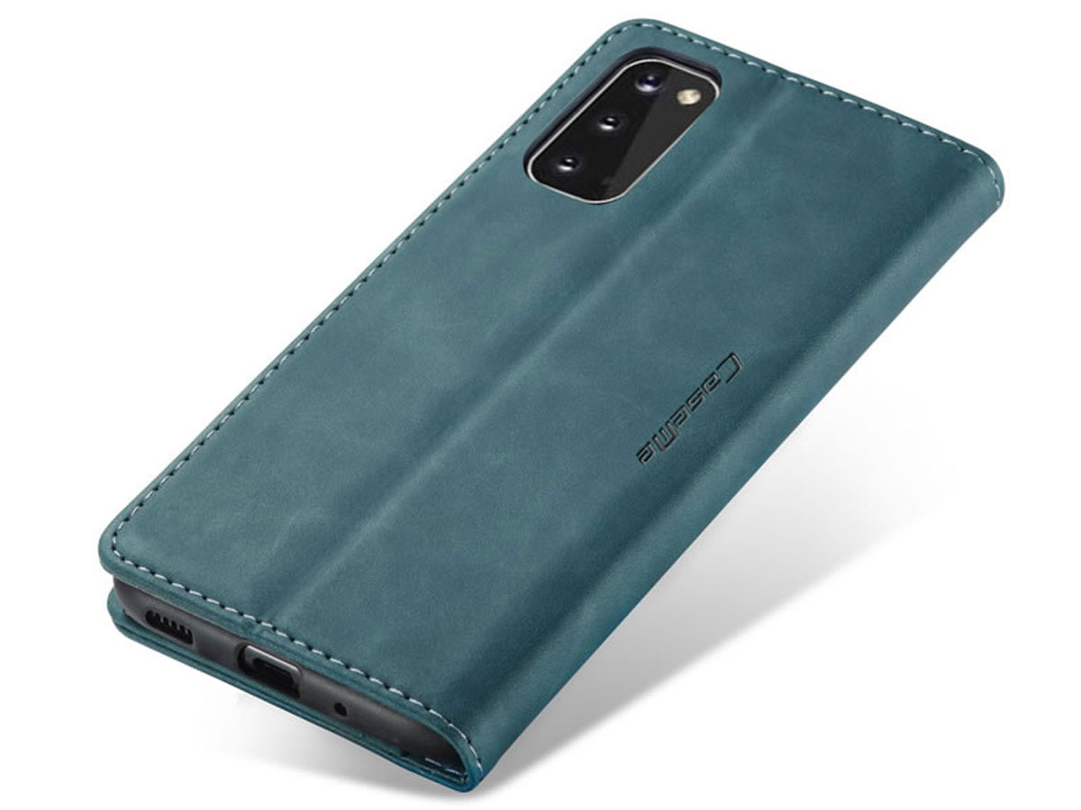 CaseMe Vintage BookCase Blauw - Samsung Galaxy S20 hoesje