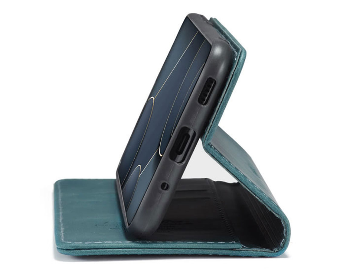 CaseMe Vintage BookCase Blauw - Samsung Galaxy S20 hoesje