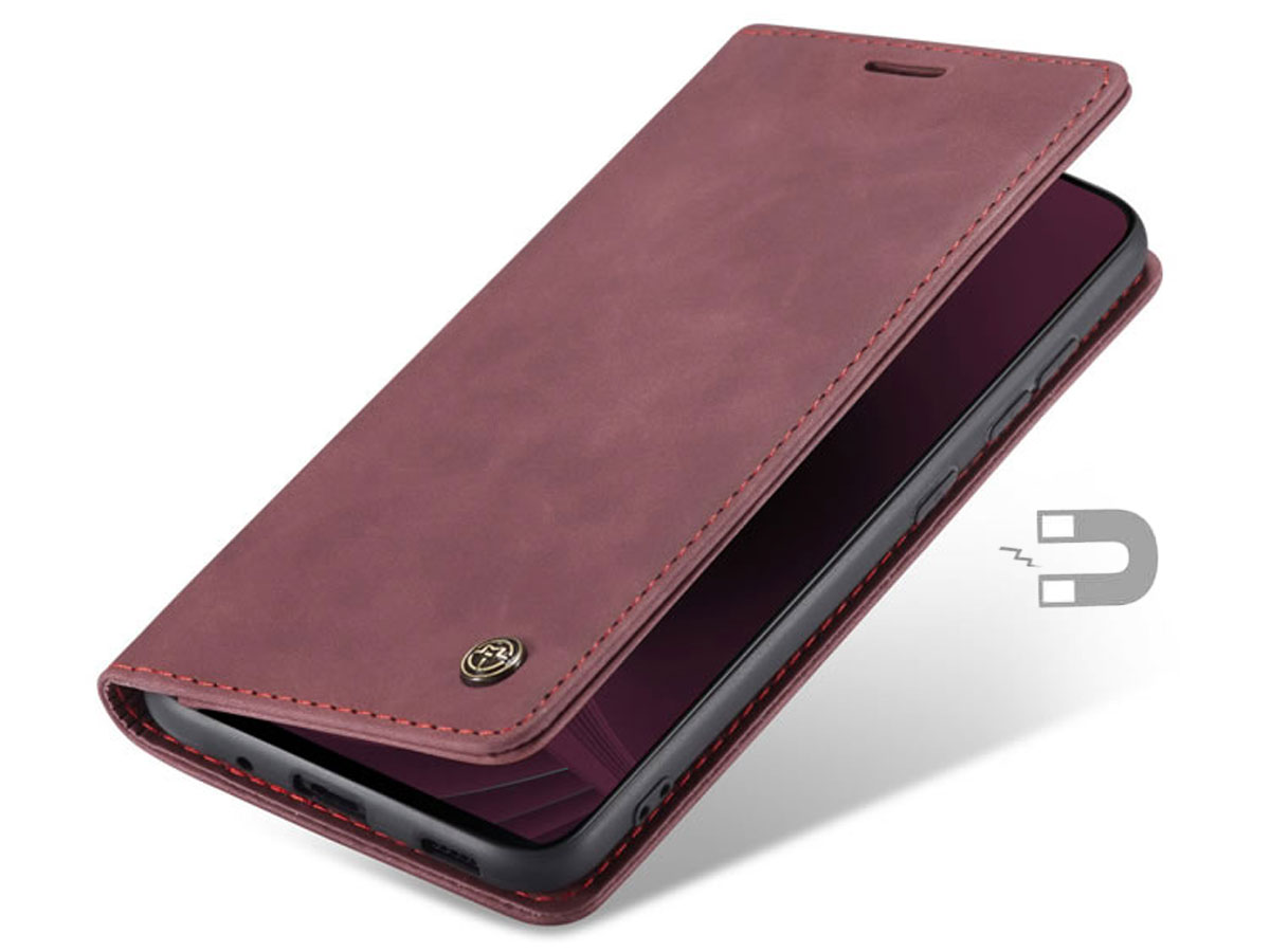 CaseMe Vintage BookCase Wine - Samsung Galaxy S20 hoesje