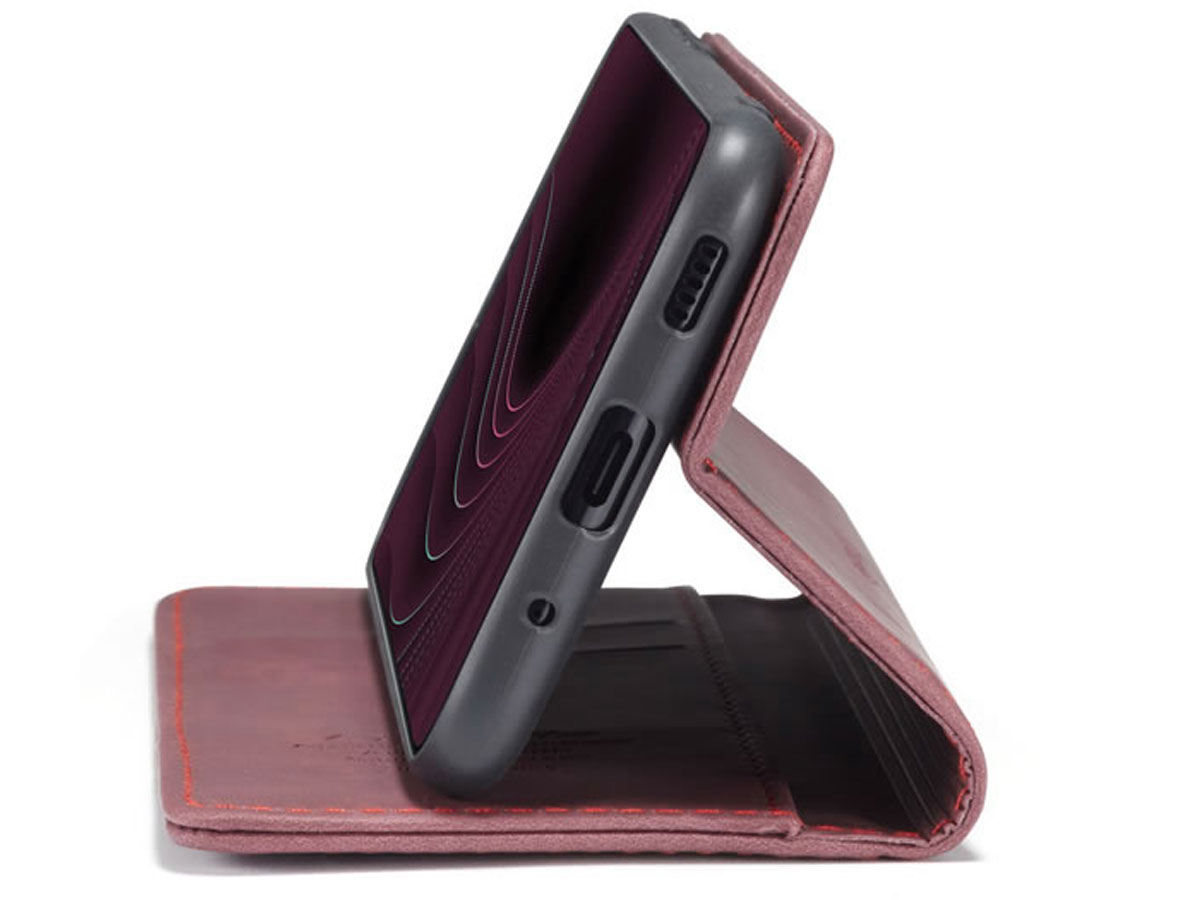 CaseMe Vintage BookCase Wine - Samsung Galaxy S20 hoesje