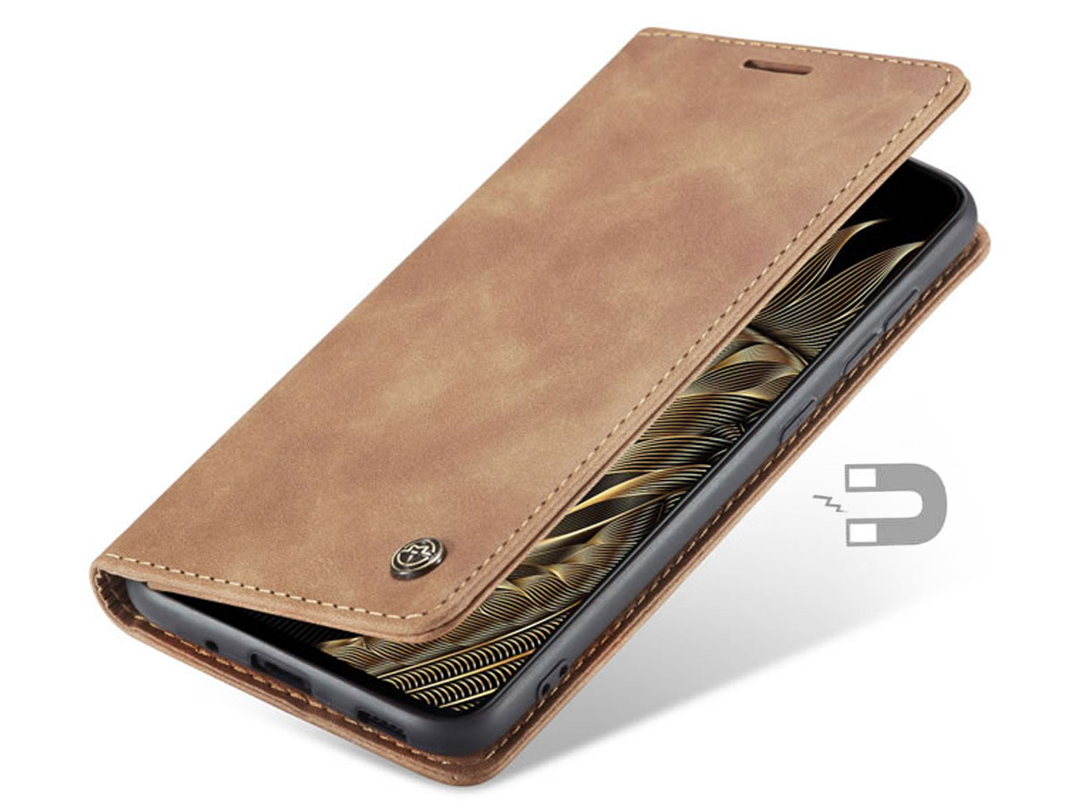 CaseMe Vintage BookCase Tan - Samsung Galaxy S20 hoesje