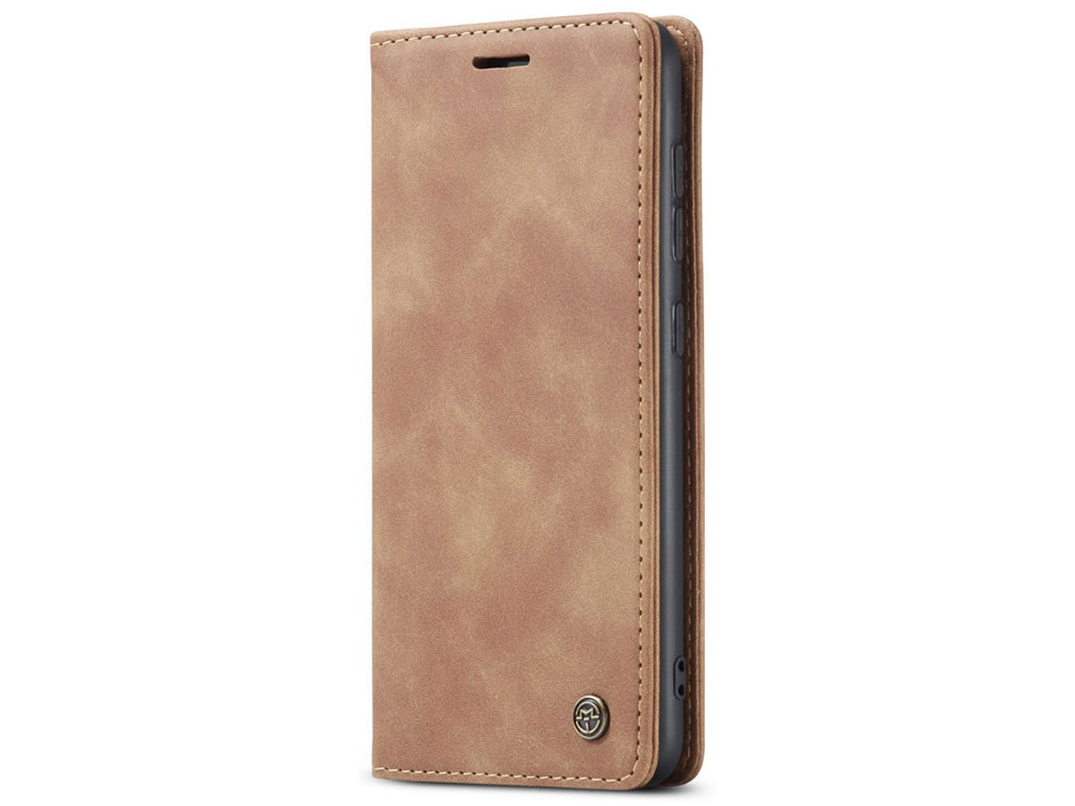 CaseMe Vintage BookCase Tan - Samsung Galaxy S20 hoesje