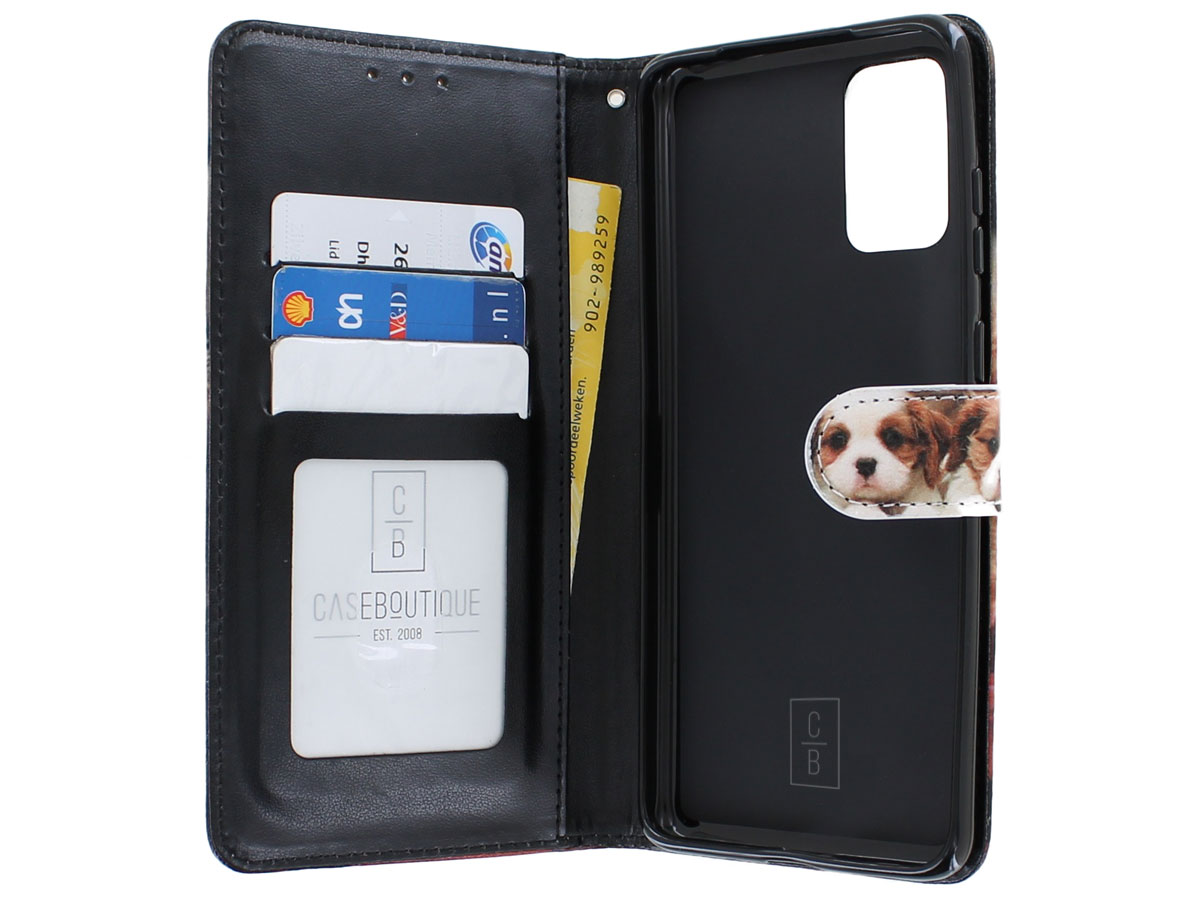 Book Case Mapje Honden Print - Samsung Galaxy S20+ hoesje