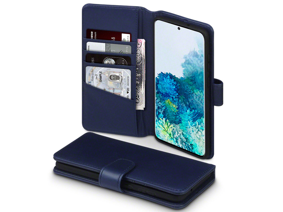 CaseBoutique Wallet Case Leer Blauw - Galaxy S20+ hoesje