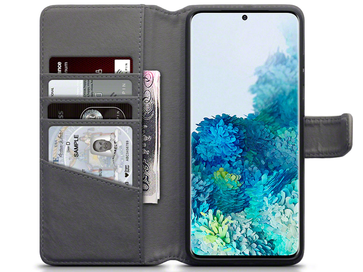 CaseBoutique Wallet Case Leer Grijs - Galaxy S20+ hoesje