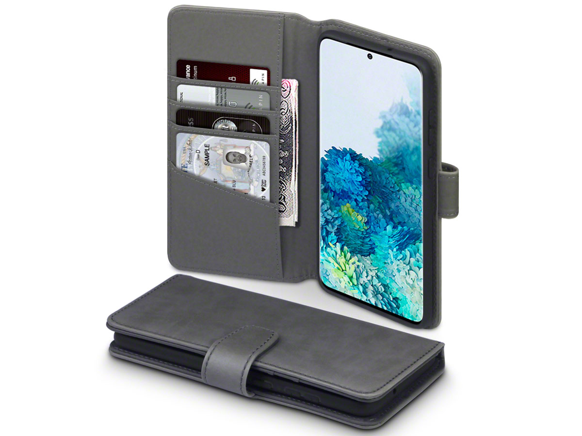 CaseBoutique Wallet Case Leer Grijs - Galaxy S20+ hoesje