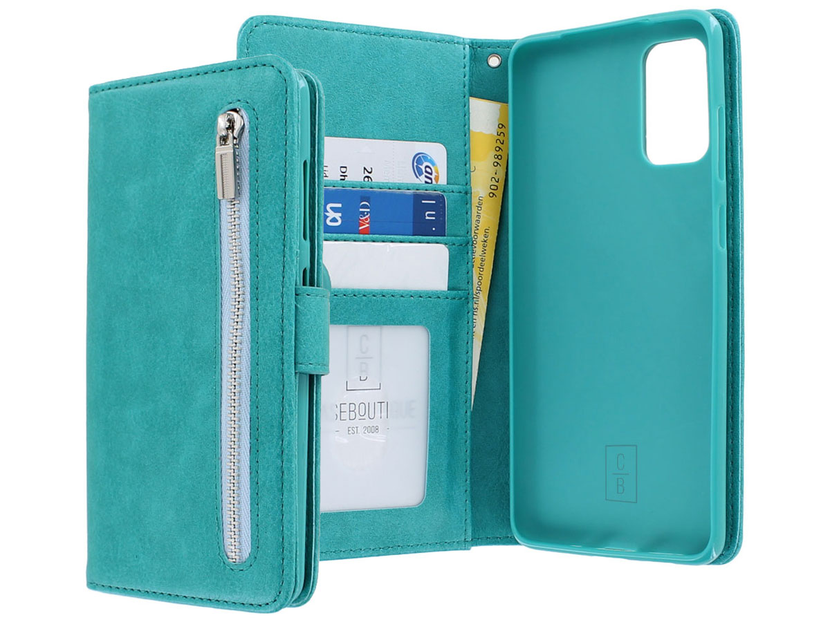 Book Case met Ritsvakje Turquoise - Samsung Galaxy S20+ hoesje