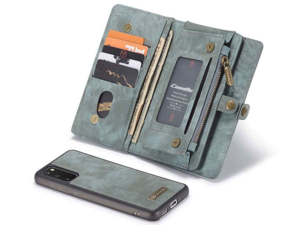 CaseMe 2in1 Wallet Ritsvak Case Blauw - Samsung Galaxy S20+ Hoesje