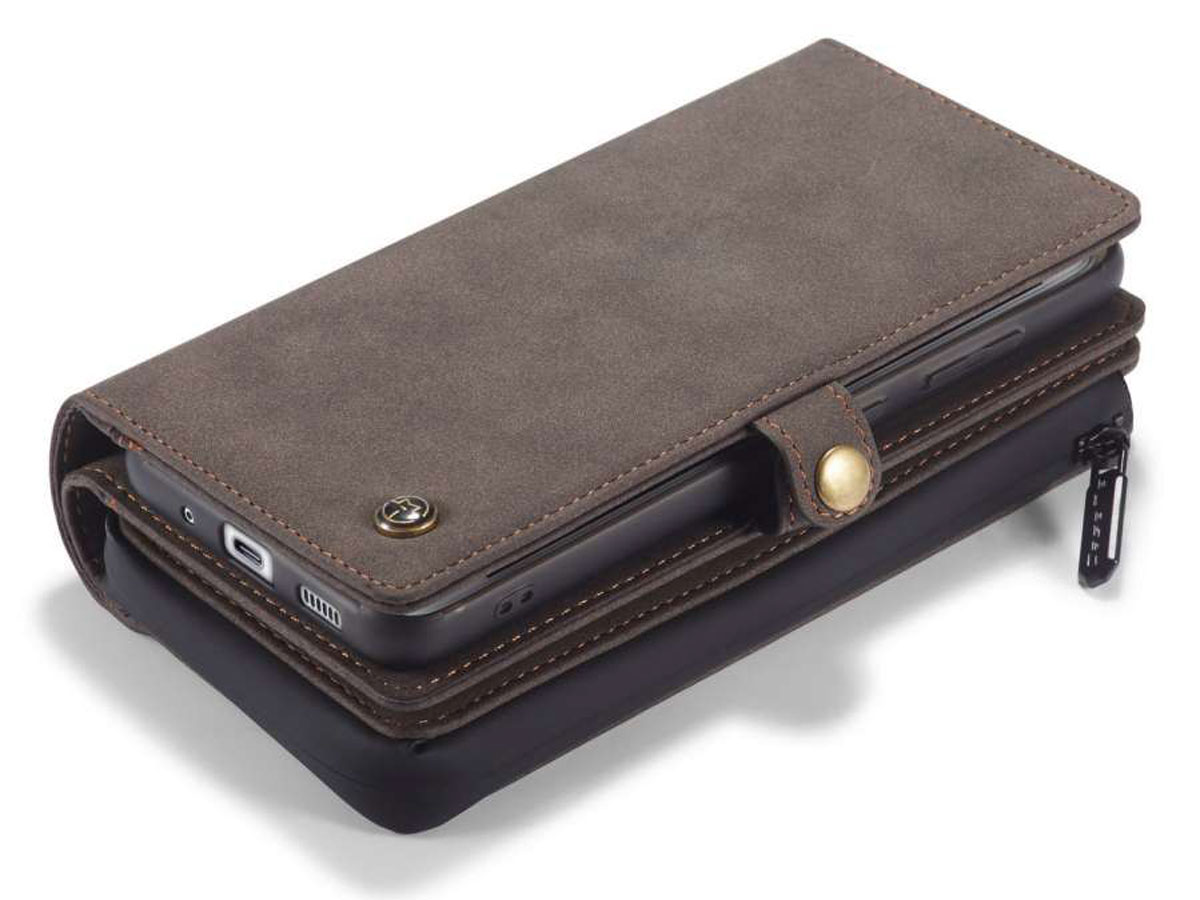 CaseMe Multi Wallet Ritsvak Case Bruin - Samsung Galaxy S20 Plus Hoesje