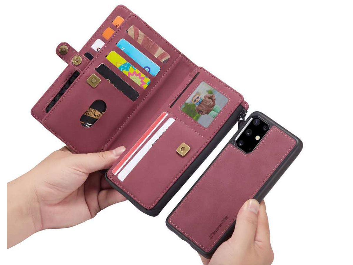 CaseMe Multi Wallet Ritsvak Case Rood - Samsung Galaxy S20 Plus Hoesje