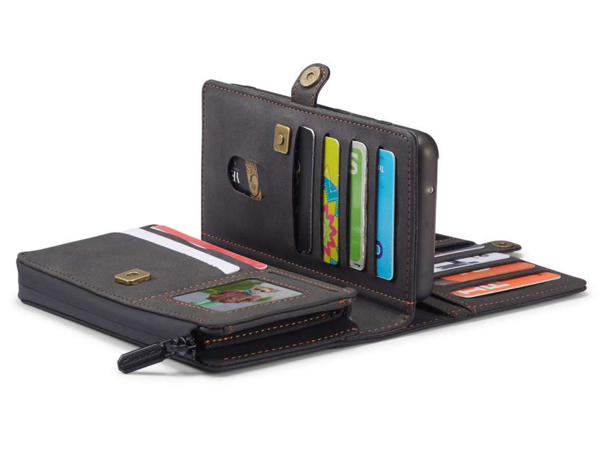 CaseMe Multi Wallet Ritsvak Case Zwart - Samsung Galaxy S20 Plus Hoesje