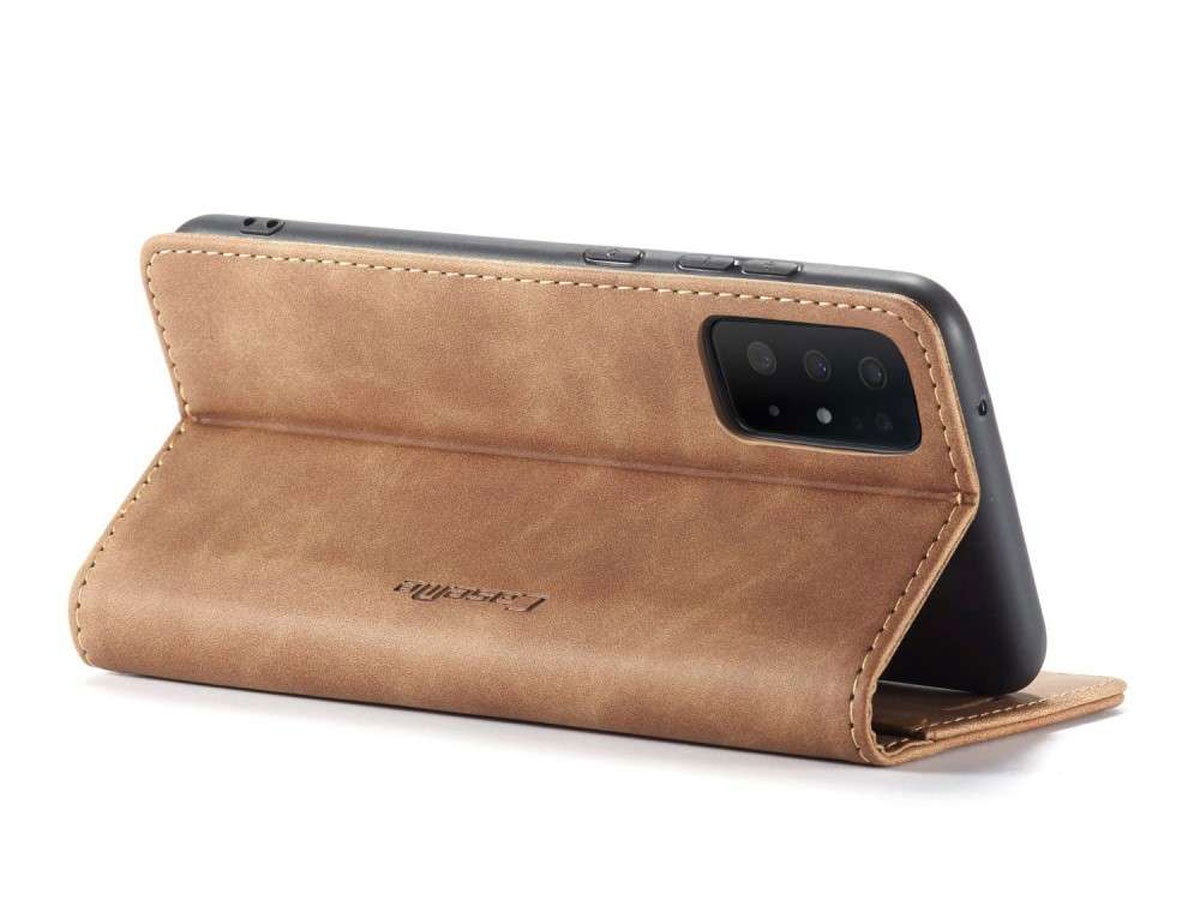 CaseMe Vintage BookCase Tan - Samsung Galaxy S20+ hoesje