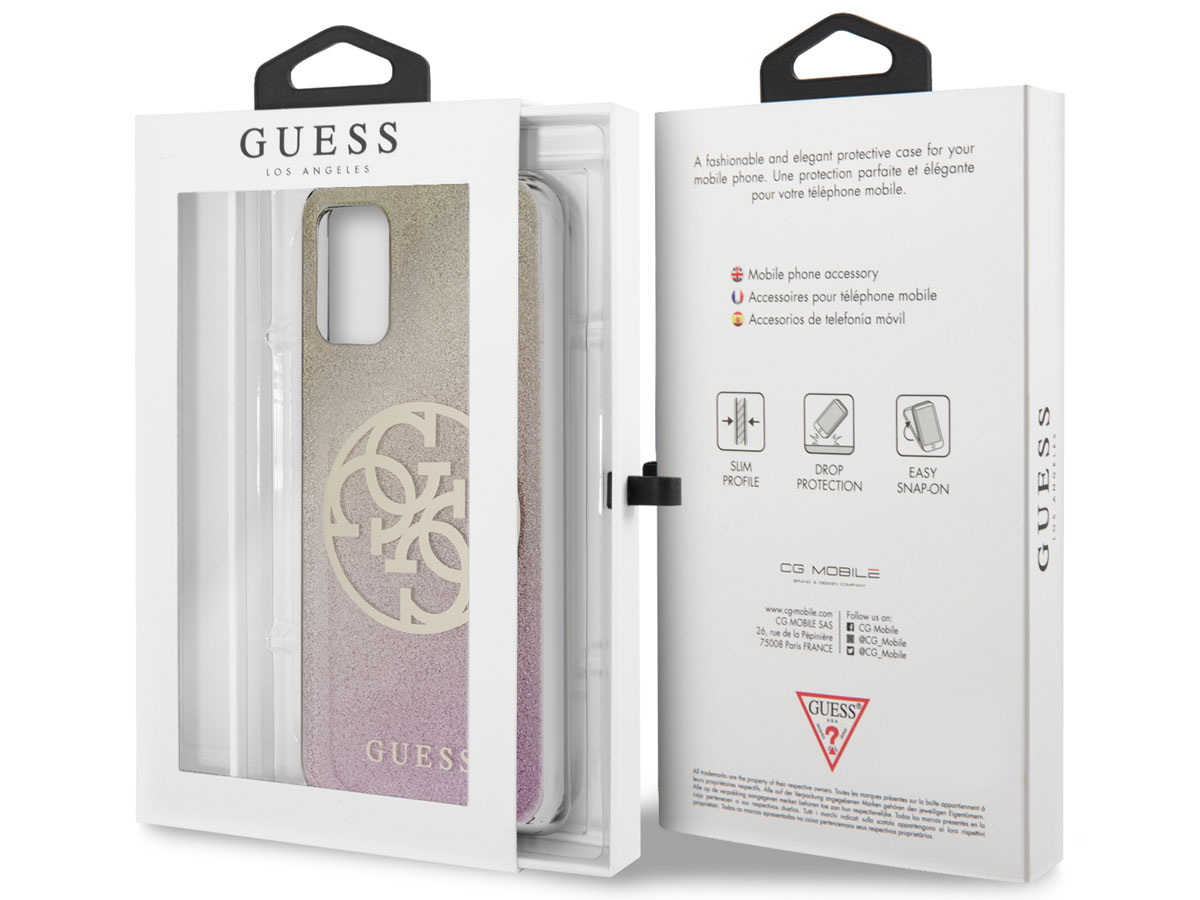 Guess 4G Glitter TPU Case Gold Pink - Samsung Galaxy S20+ hoesje