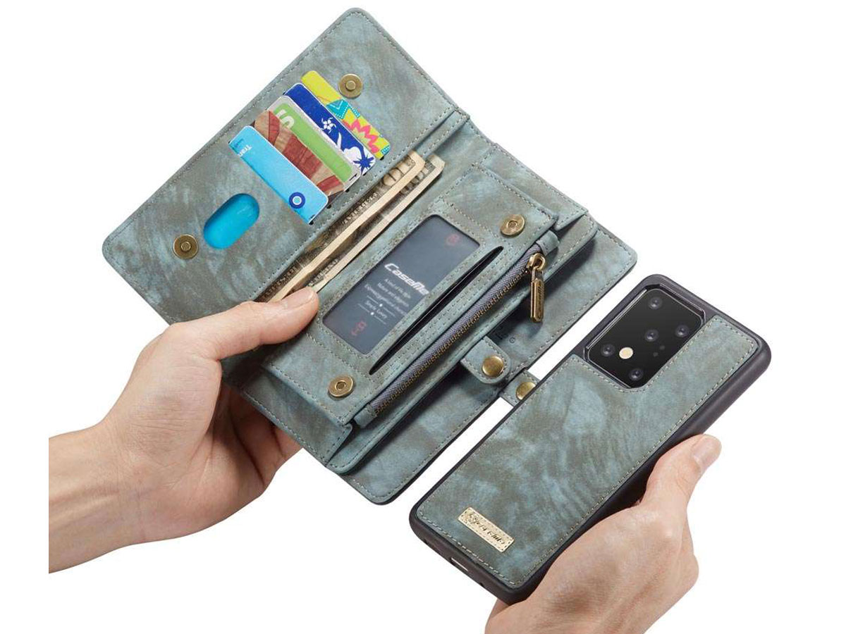 CaseMe 2in1 Wallet Ritsvak Case Blauw - Samsung Galaxy S20 Ultra Hoesje