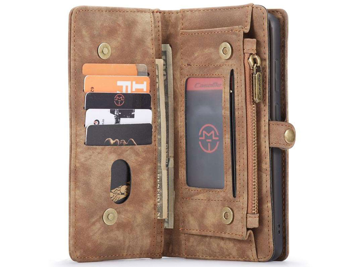 CaseMe 2in1 Wallet Ritsvak Case Bruin - Samsung Galaxy S20 Ultra Hoesje