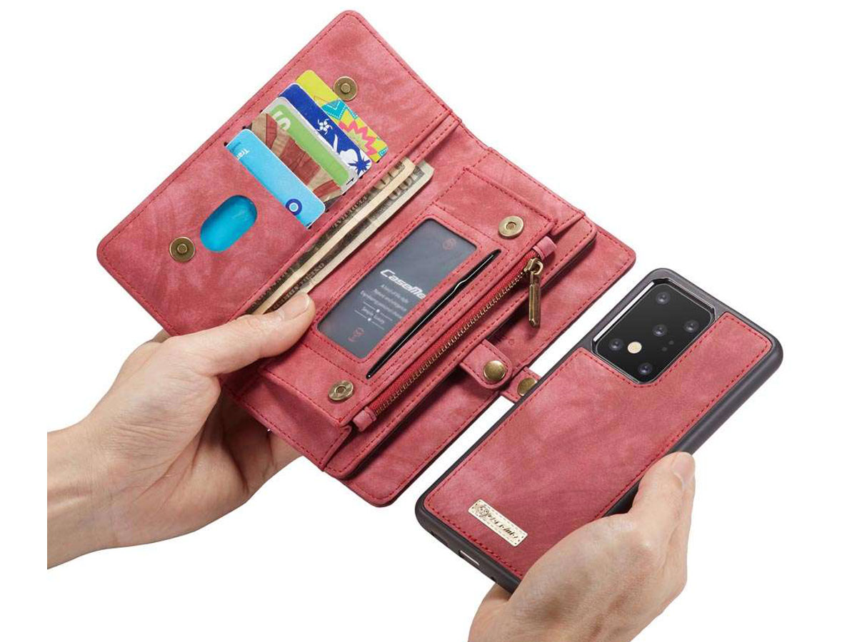 CaseMe 2in1 Wallet Ritsvak Case Rood - Samsung Galaxy S20 Ultra Hoesje