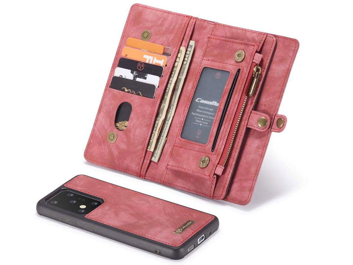 CaseMe 2in1 Wallet Ritsvak Case Rood - Samsung Galaxy S20 Ultra Hoesje