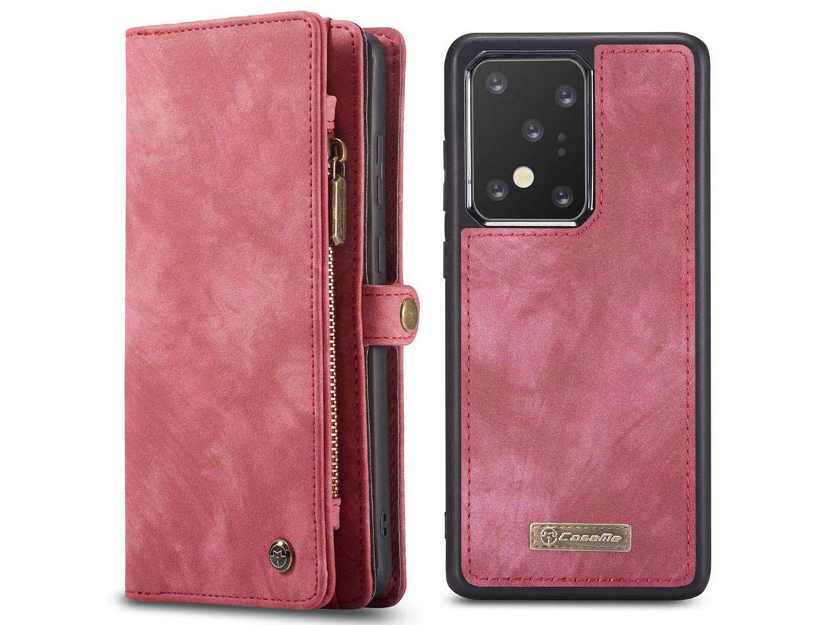 CaseMe 2in1 Wallet Ritsvak Case Rood - Samsung Galaxy S20 Ultra Hoesje